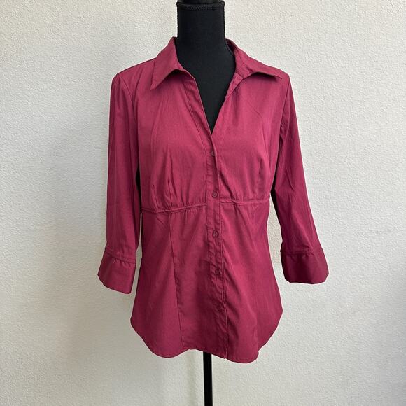 VTG Hillard Hanson Top Large Women Y2K Button Up Office Siren Babydoll Collared - Picture 1 of 12